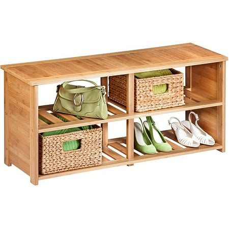 Honey Can Do 2-Tier Bamboo Shoe and Storage Bench, Brown