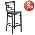 thumbnail image 3 of Flash Furniture 2 Pk. HERCULES Series Black Window Back Metal Restaurant Barstool - Walnut Wood Seat, 3 of 8