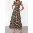 thumbnail image 3 of PRETTYGARDEN Women's Boho Floral Maxi Dress Summer Smocked V Neck Ruffle Sleeve Spring Flowy Beach Vacation Sundresses, 3 of 6