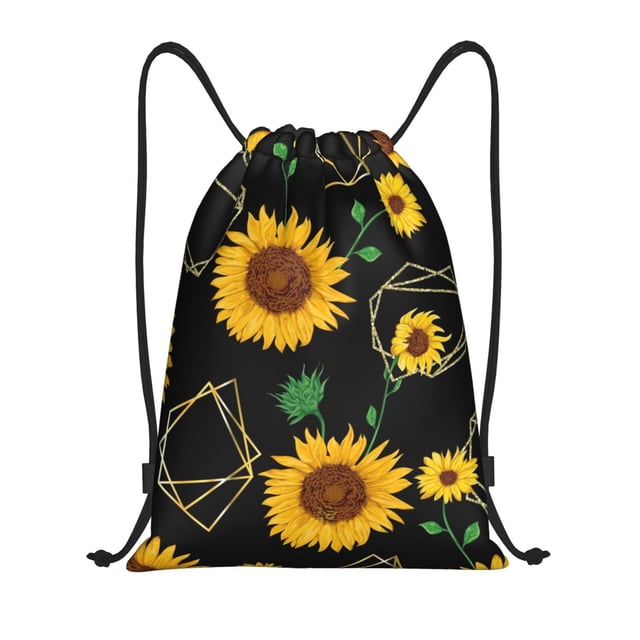Saiise Flower (2) Pattern Sports Drawstring Backpack - String Swim Gym Bag with Wet Proof Pocket for Women&Men-Small