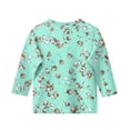 thumbnail image 3 of YOUYEDAIN 3/4 Sleeve Shirts for Kids Girls Size 3-4 Round Neck Tops Cute Teen Girls Clothes Lightweight Tshirt Cyan 3-4 Years, 3 of 4