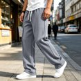 thumbnail image 6 of Lmueinov Men's Waffle Knit Wide Leg Sweatpants Elastic Waist With Drawstring Front Pleats With Deep Side Pockets For Fall And Winter Wear, S-3XL, 6 of 6