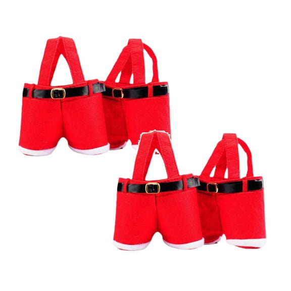 2Pack S Bag Santa Pants Xmas Candy S Bags Holders With Handle Portable Bags Containers For Candy Candy Bags For Party Face & Storage Bags Home Decor