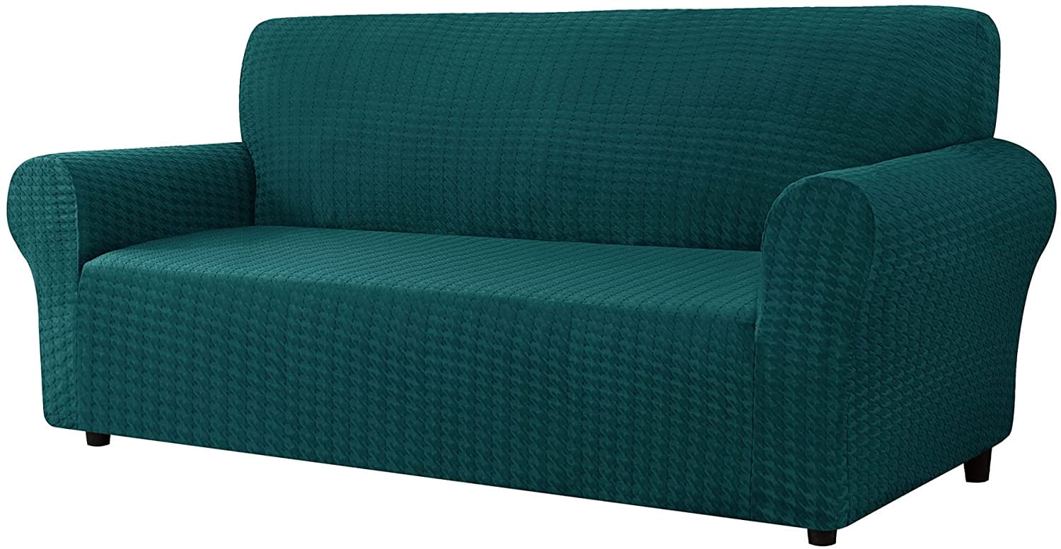 CHUN YI 1 Piece Stretch Houndstooth Sofa Slipcover Couch Cover (Teal