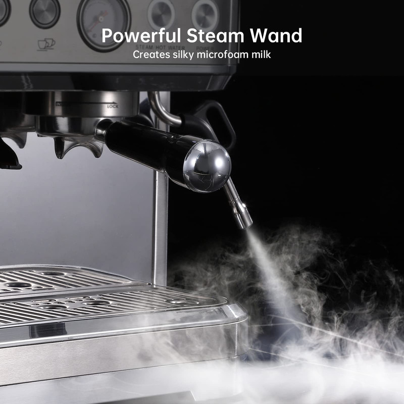 Towallmark Silver Plating Espresso Machine, Stainless Steel Bean To Cup Coffee Maker, Built In Milk Frother, Professional Grade Coffee Machine For Home Cafe