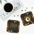 thumbnail image 5 of Kll Square Drink Coasters Set Of 4,Pu Leather Absorbent Coasters Set Decorative Coffee Cup Coasters Housewarming Gift For Home Decor-Happy New Year 2024, 5 of 9