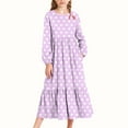thumbnail image 2 of MKOSPLRT Girls' Maxi Dress Long Sleeve Polka Dot Print Long Dress Crew Neck Vintage Party Dress Casual Ruffle Tiered Dress with Pocket 4-15Y, 2 of 5