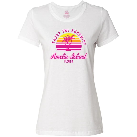 Inktastic Summer Enjoy the Sunshine Amelia Island Florida in Pink Women's T-Shirt