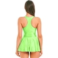 thumbnail image 3 of Zaldita Womens Oily Glossy U Neck Bodycon Dress Sleeveless A Line Flared Dress Swimsuit Fluorescent Green L, 3 of 4