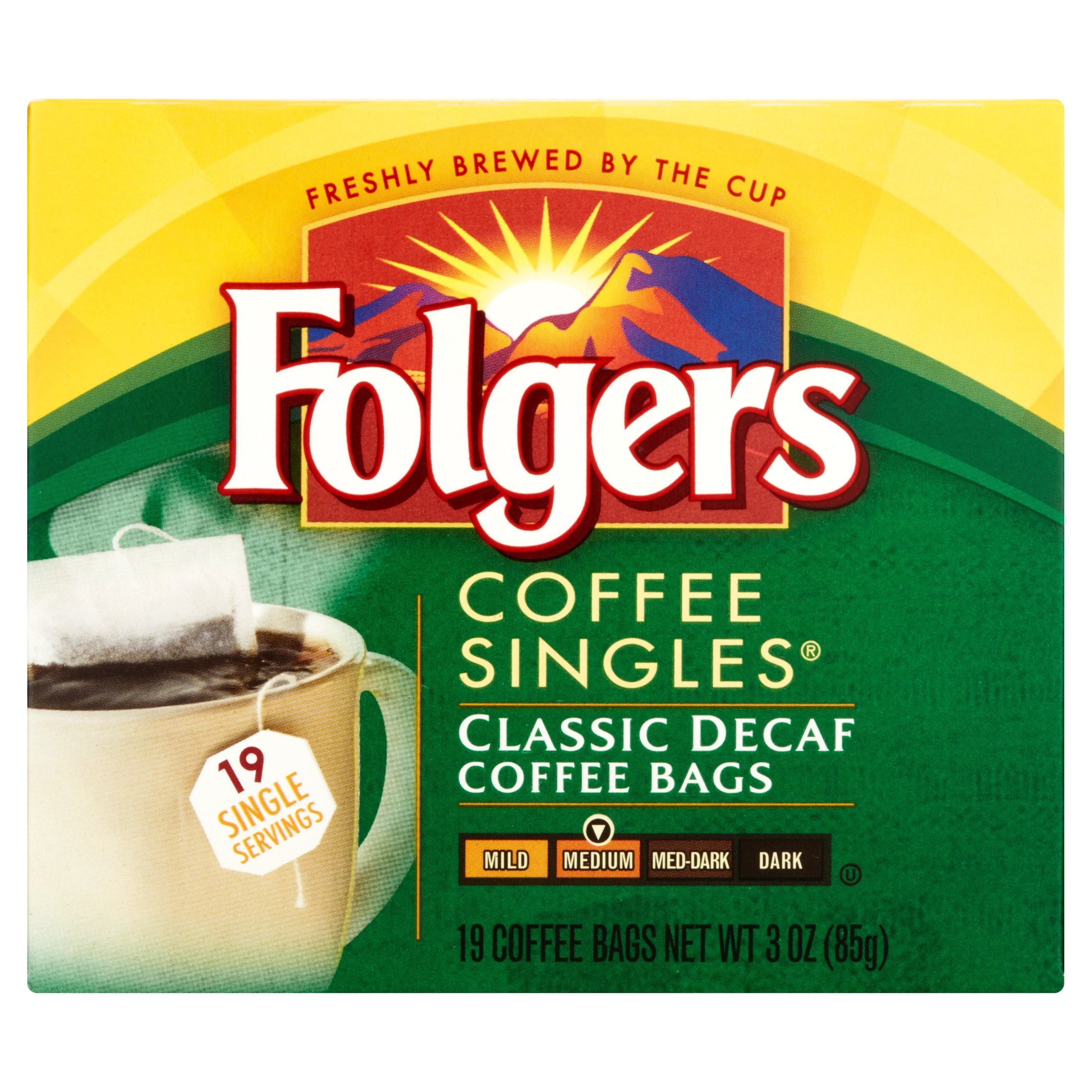 Folgers Classic Decaf Coffee Singles, 3 Oz