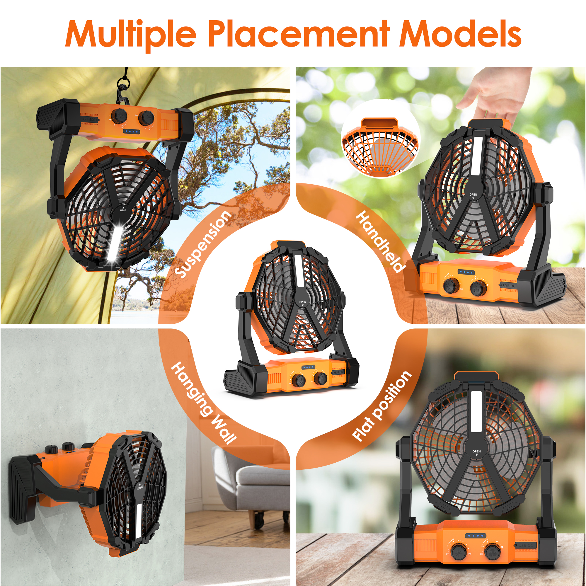 Uarter 7-Inch 4-Speed Portable Rechargeable Camping Fan