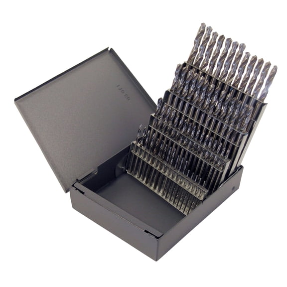 Chicago Latrobe 157 Series High-Speed Steel Short Length Drill Bit Set with Metal Case, Bright Finish, 118 Degree Conventional Point, Wire Size, 60-piece, #60 - #1 CA2
