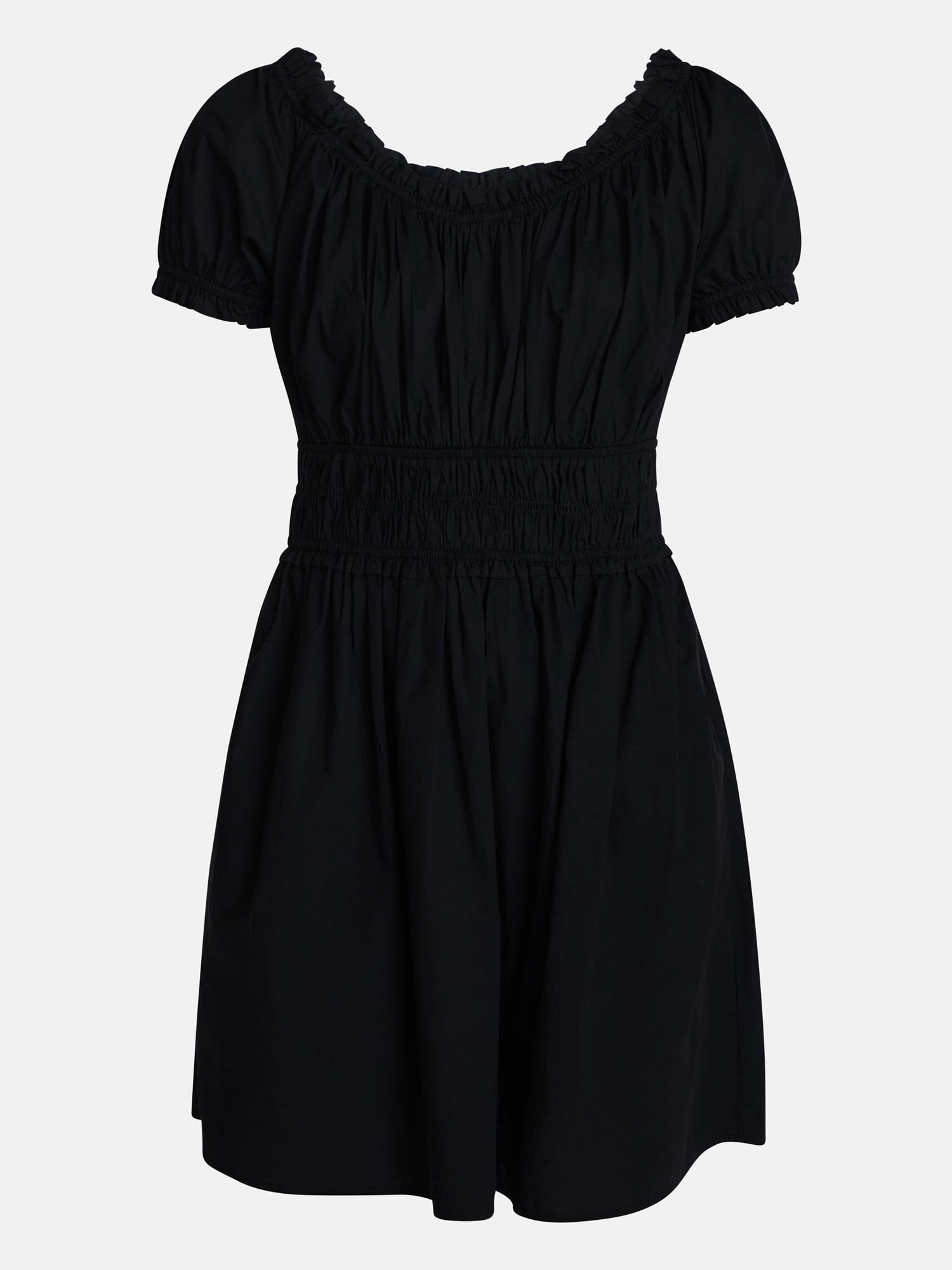 Time and Tru Women's Peasant Mini Dress with Puff Sleeves, Sizes XS-XXXL