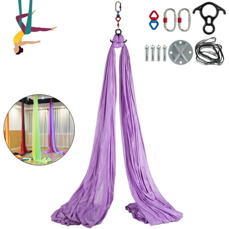 VEVOR Aerial Silk, 11 Yd 9.2 Ft. Aerial Yoga Swing Set Yoga Hammock Kit - Antigravity Ceiling Hanging Yoga Sling - Carabiners, Daisy Chain, Inversion Swing for Home Outdoor Aerial Dance