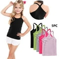 thumbnail image 2 of 5 Pack Girls Tank Undershirts, Girls’ Cami Tanks, Child Solid Color Racerback Sleeveless Spaghetti Strap Camisole, 2 of 8