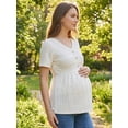 thumbnail image 6 of Bearsland Women's Maternity Clothes Embellished Lace Ruffle Top V-neck Short Sleeve Pregnancy Blouse, 6 of 7
