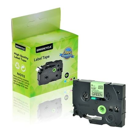 GREENCYCLE 1 Pack Compatible TZ TZe TZe-D21 TZD21 TZ-D21 TZeD21 Label Tape 9mm 0.35 Inch Black on Fluorescent Green Laminated use in Brother P-Touch Cube PT-D600 PT-H110 PT-D210 PT-D400 Label