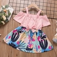thumbnail image 2 of Coerni Baby Girls Off Shoulder Dress Floral Swing Dresses Ribbed Summer Casual Sundress Little Girl Elegant Princess Dress, 2 of 9