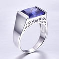 thumbnail image 4 of Men's Ring 10ct Square-Cut Created Blue Tanzanite 925 Sterling Silver Engagement Wedding Bands, 4 of 7