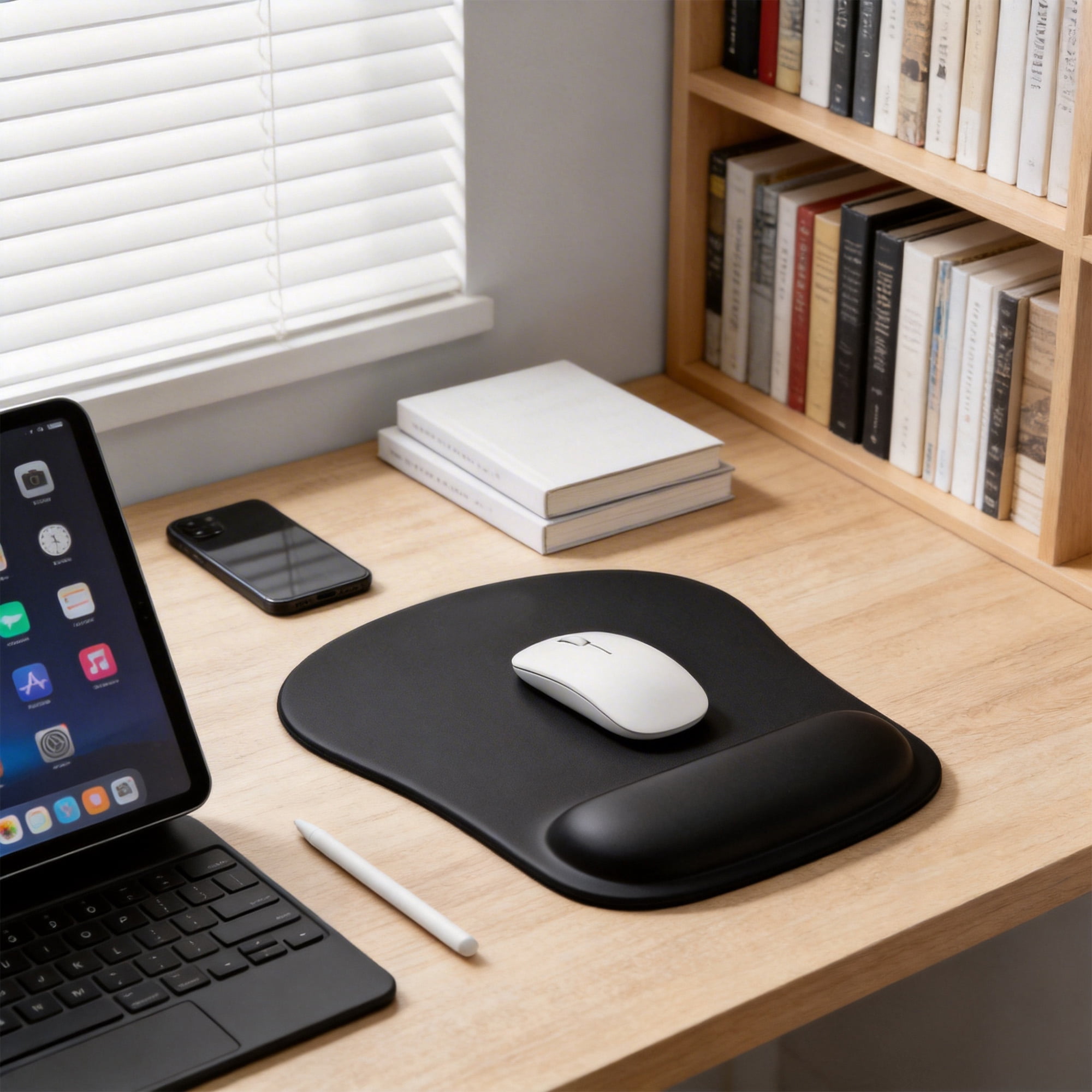 Mouse Pad with Wrist Rest, Ergonomic Computer Mouse Pad Relief Carpal Tunnel Pain, Non-Slip Gaming Mouse Pad for Desk, Laptop, Office & Home, Black