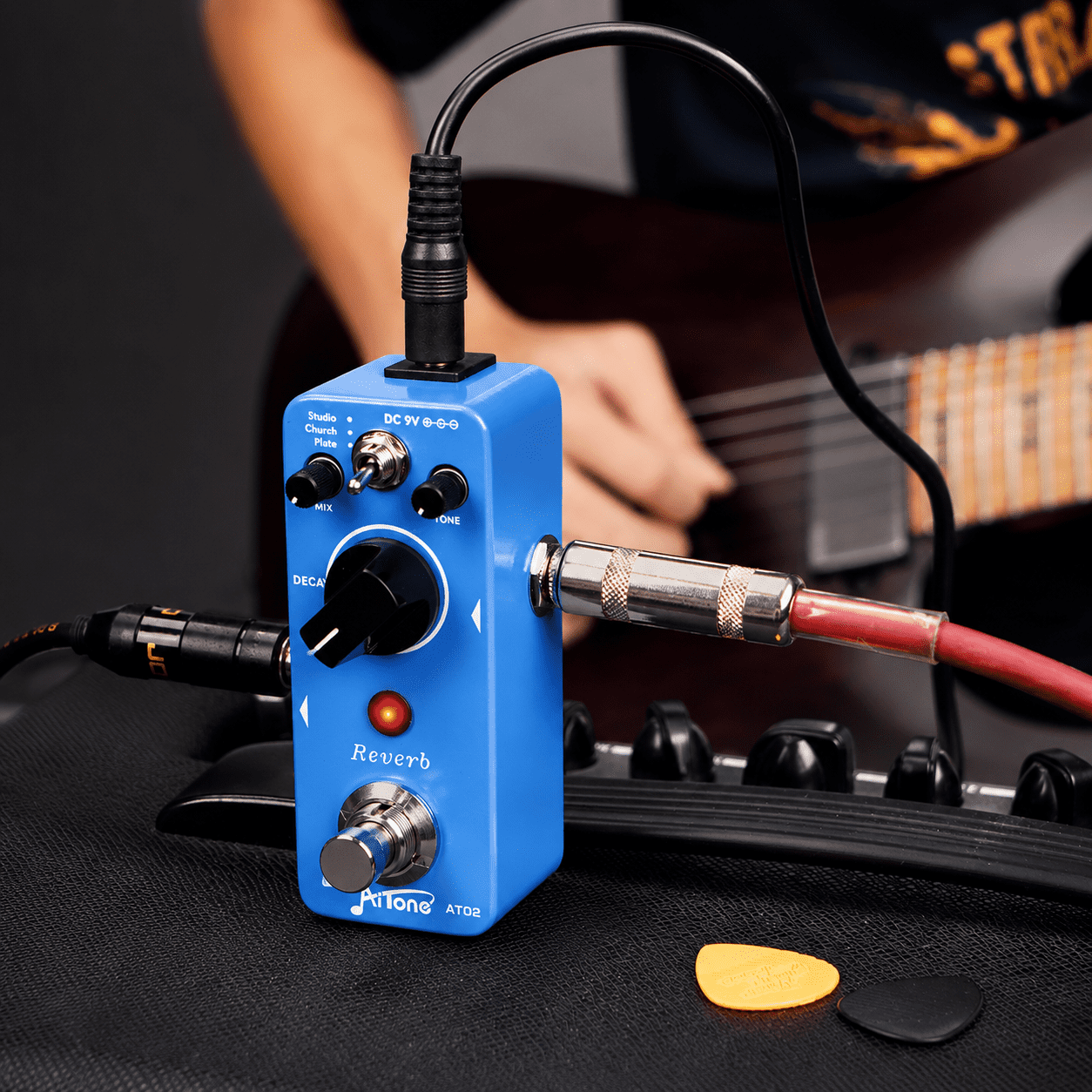 AITONE Reverb Pedal with Hall Spring Plate Room Reverb, True Bypass Full Metal Shell