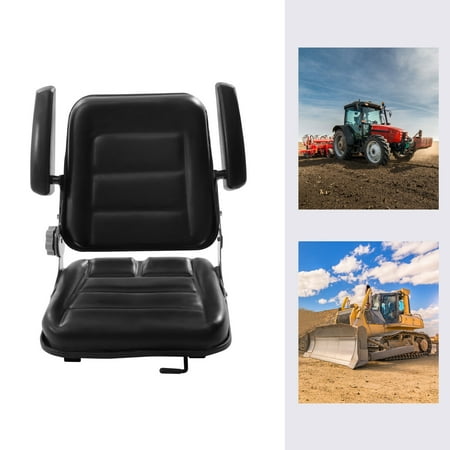 Universal Seat for Forklift Garden Tractor Lawn Mower Adjustable Backrest Black