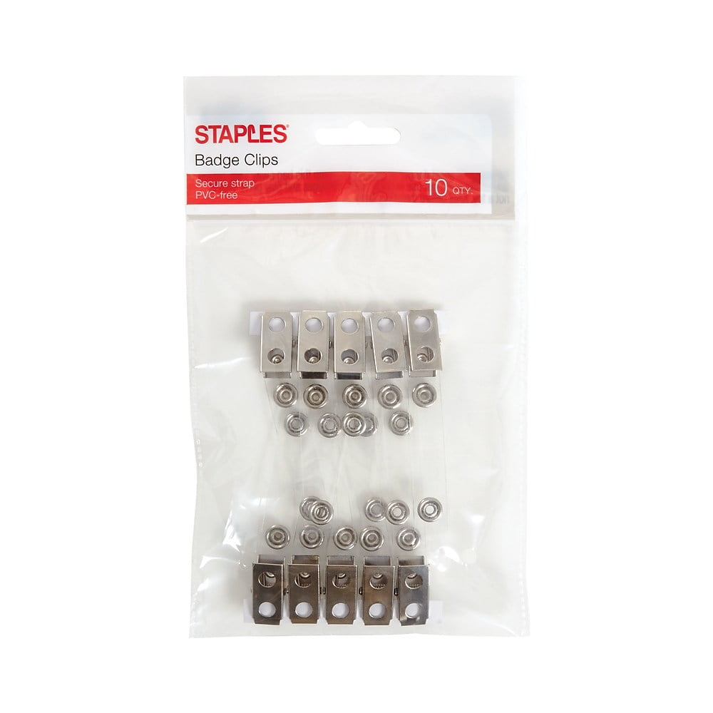 Staples ID Badge Clip Clear 10/Pack 36680