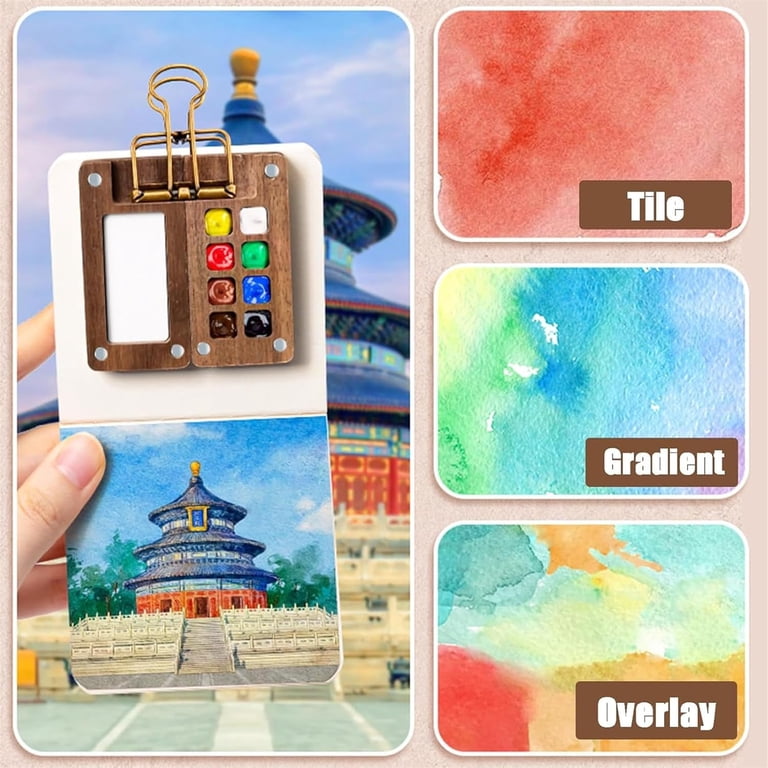 Tobio Watercolor Kit, 2025 New Tobio Mini Watercolor Set with A Picture Book & Wrist Towels, Mini Watercolors Paint Set for Beginners with 12/24 Color