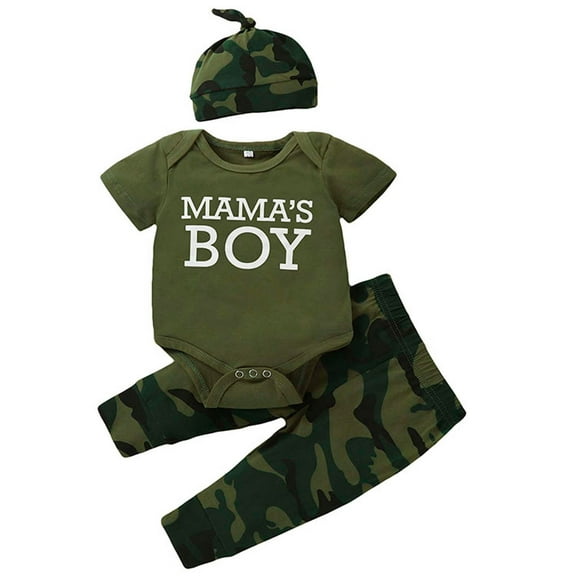 Mercatoo Toddler Clothes I𝐧fant Boys Short Sleeve Romper Camouflage Print Pants Hat Baby Suit Boys Outfit I𝐧fant Outfits for Boys