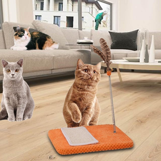 Poste de rascado para gatos perfecl Juguete de entrenamiento naranja Pluma naranja