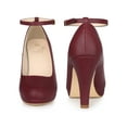 thumbnail image 5 of BLISSFUL STEP Women's Round Toe Ankle Strap Stiletto High Heels Pumps -PU Burgundy-PU 8.5, 5 of 6