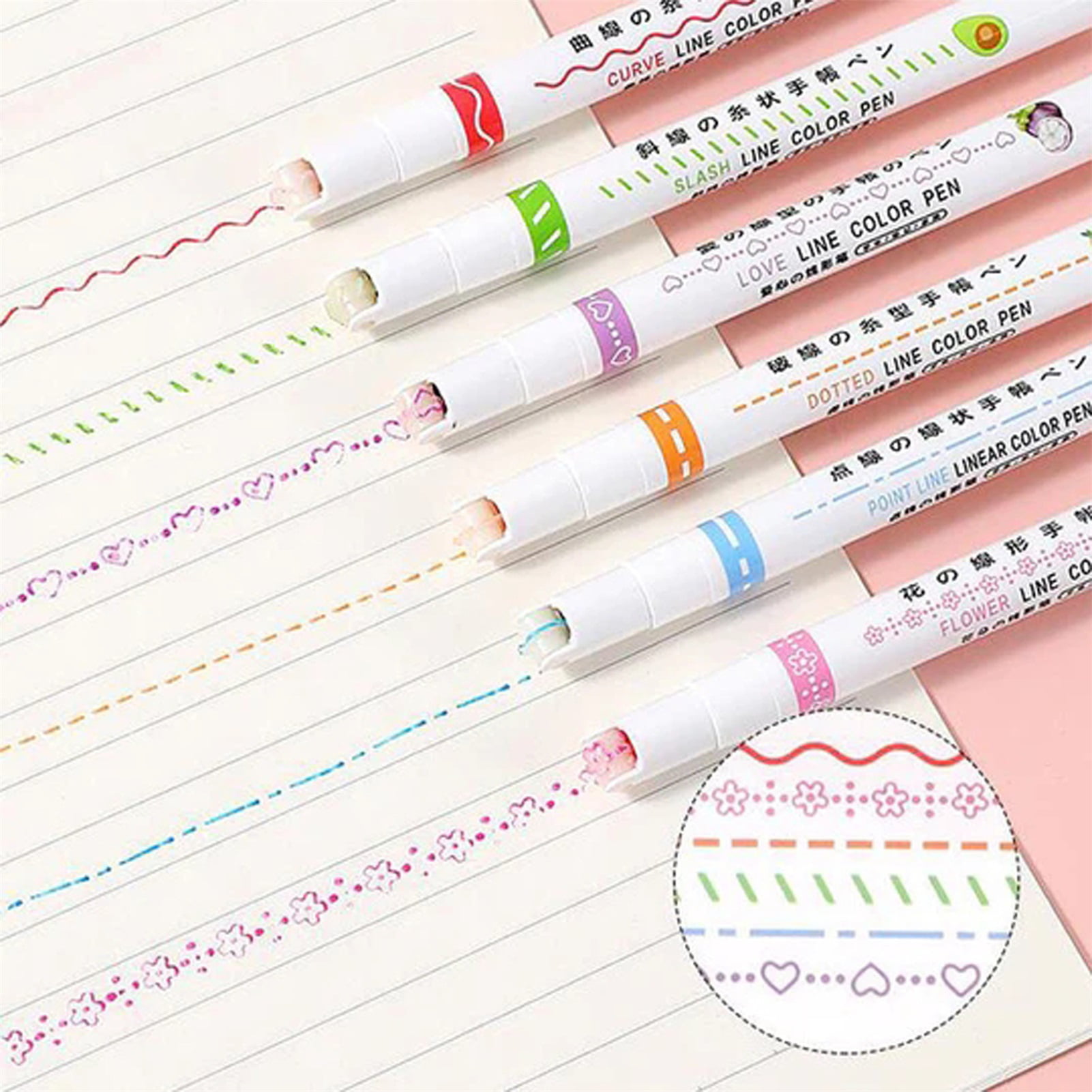 Apply Coupon] BHUMLO Designer Linear Roller Curve Highlighter Pens Set, 6  Colored Cute Outline Curve Highlighters Pens, Cool Pens For Kids And  Adults, Highlighter Pens For Study, Drawing,Office Use, Card-decorating Rs.  90 
