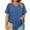 Blue, variant on FAHXNVB Womens Summer Tops Plus Size Button Down V Neck T Shirts Short Sleeve Business Casual Loose Solid Color Tunics Blouses