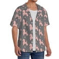 thumbnail image 2 of Balery Poodle Dog Camisa Casual de Manga Corta con Botones para Hombre, Texturizada, Estilo Cubano, para Playa, Verano-Large, 2 of 5