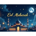 thumbnail image 4 of LUUFILx Eid Mubarak Banner Moon Stars Hanging Lanterns Mosque Festive Backdrop Decoration Celebrations Muslim Event Printing Party Supplies Photography Props, 4 of 7