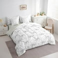 thumbnail image 3 of Manfei Silver Bowknot Bedding Comforter Set 7 Pieces,Rustic Flower Floral Full Bedding Set,Ribbon Bowtie Bow Fitted Sheet Flat Sheet For Girls,Microfiber Bedroom Decor Reversible, 3 of 7