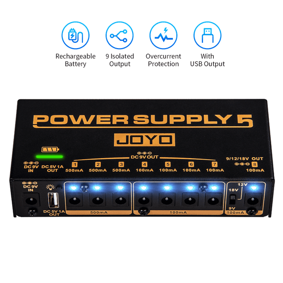 JOYO Rechargeable Battery Pedal Power Supply for Guitar Effect Pedals USB Output