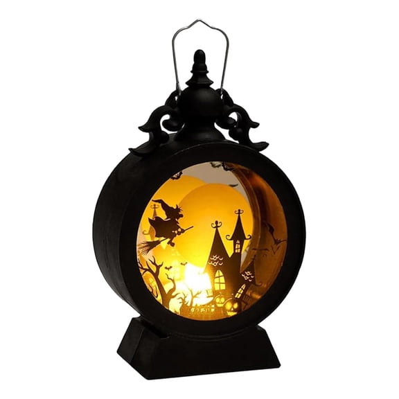 pdqouc LED Halloween Retro Candle Portable Wind Round Atmosphere Ornaments Electronic Decorative Lamp Creative Holiday Party Decoration Gifts Party Props Supplies