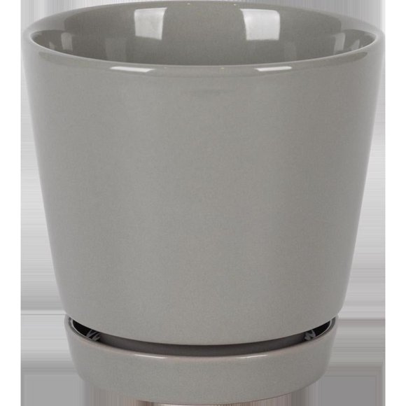 Platillo de cerámica Planter Border Concepts, 11,43 cm, 8 unidades, color gris