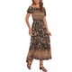 thumbnail image 4 of Vestido Boho de Mujer Inspire Chic con Mangas Cortas Abullonadas, Off-Shoulder, Floral, Smocked, Maxi, Negro, Talla M, 4 of 6