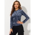 thumbnail image 4 of INSPIRE CHIC Camiseta casual de manga larga con cuello redondo y parte superior de terciopelo para mujer Gris azul L, 4 of 4