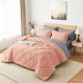 thumbnail image 2 of Flymme 7 Pieces Full Size Bed in a Bag Pink Comforter Set with Sheets Modern Quilted Diamond Bedding Sets Complete Full Bed Sets for Bedroom Decor, 2 of 8