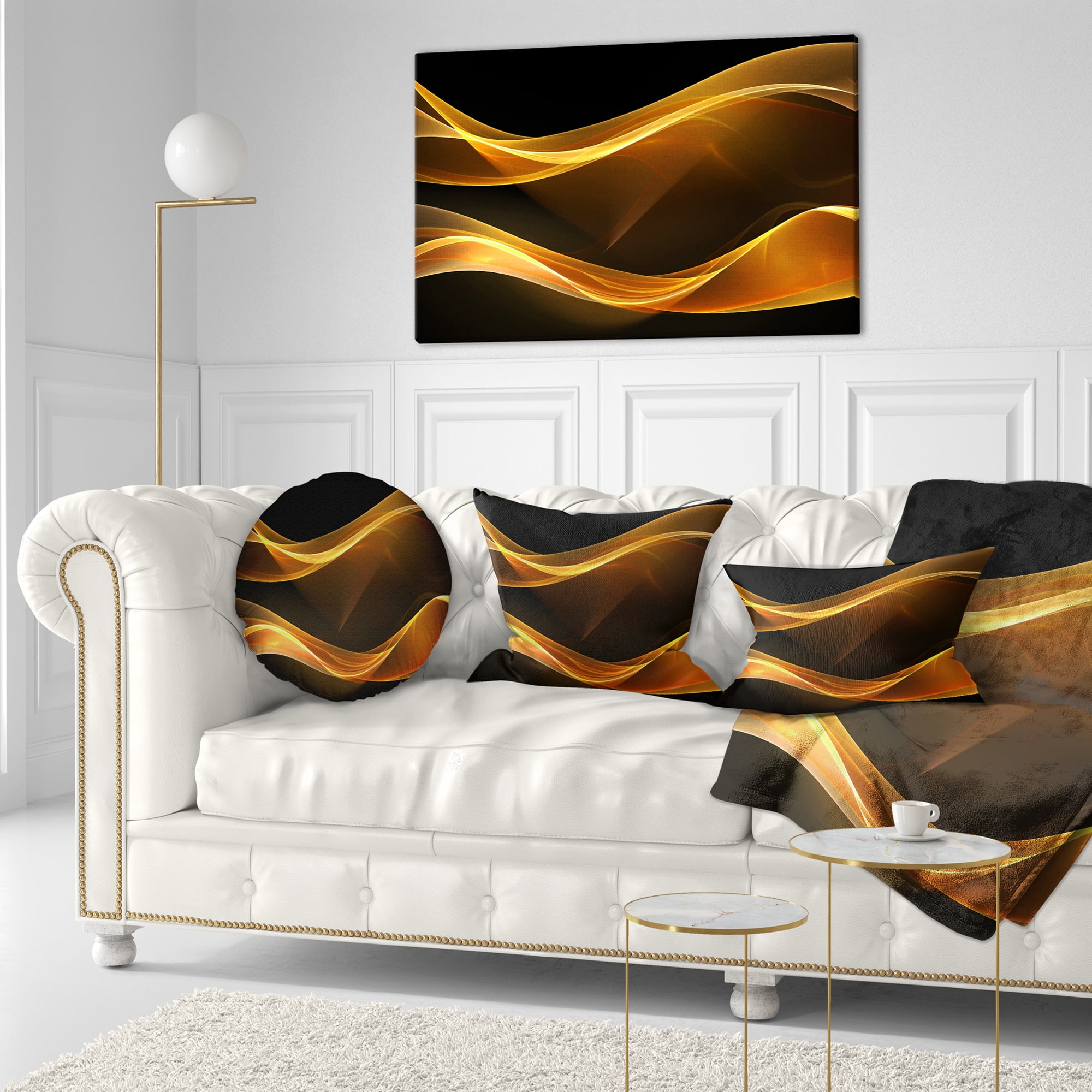 Designart Straight Pink Waves - Abstract Throw Pillow - 12x20