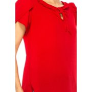 Heo Clothing Solid Tie Neck Short Sleeve Blouse, Women's