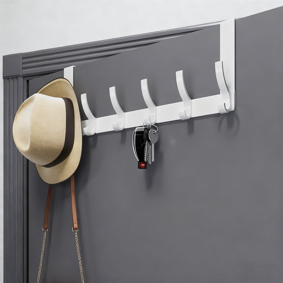 Door Hanger,Hat Hanger,Over The Door Hooks Door Hanger Hooks For Hanging Over The Doors Towel Racks For Bathroom With 12 Coat Hook Coat Rack Dorm Bathroom Accessories(White 12-Hook)