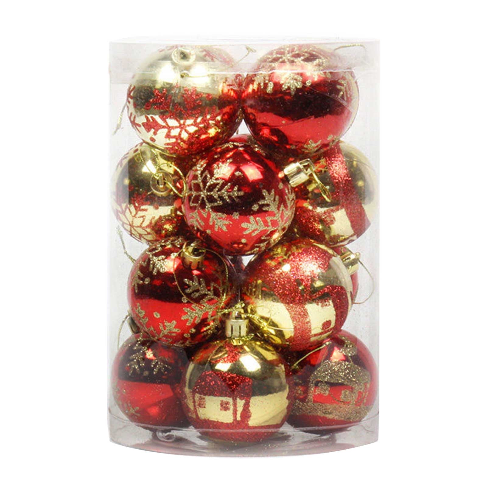 50 Boules De Noël Incassables Rouge Et Or - Motifs Mats, Brillants, Pailletés - Avec Ficelle - Pour Sapin, Décoration