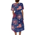 thumbnail image 6 of Patriotic 4th of July Dresses for Women USA Flag Print Short Sleeve Wrap V Neck Tie Waist A-Line Ruffle Hem Flowy Midi Summer Dress, 6 of 6