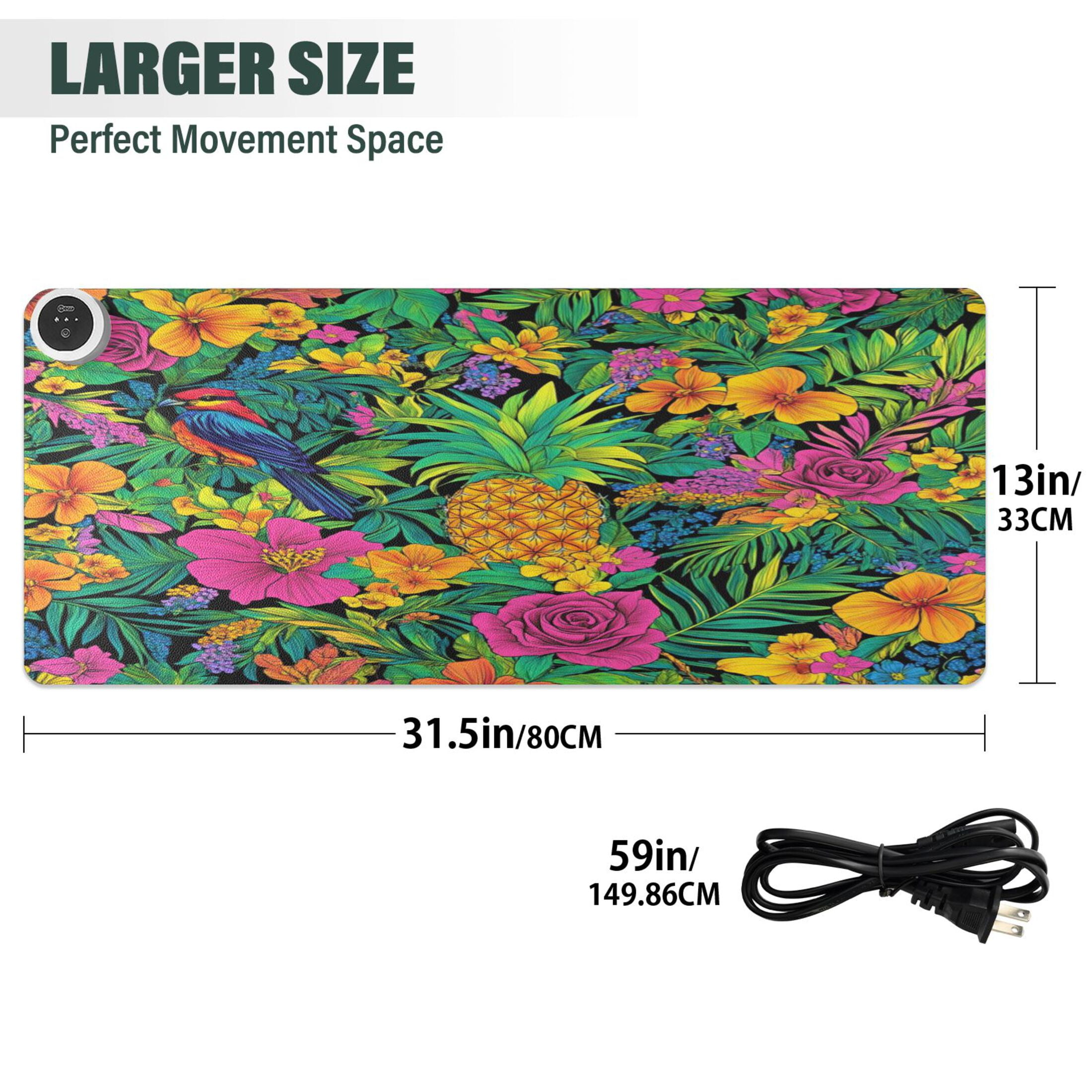 Wobogo Tropical Pineapple Heated Mouse Pad Extra-Large Desk Mat With 3 Heating Levels and 3-hour Auto Shut-Off Protection Ideal for Computer Keyboards Home Office Hand-warming Essential 31.5in × 13in