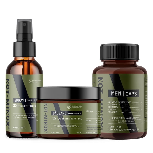 Set de Crecimiento Capilar Barba y Bigote Not-Minox 2Pack + Suplemento