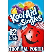 Kool-Aid Singles Sugar-Sweetened Tropical Punch Artificially Flavored Powdered Soft Drink Mix, 12 ct On-the-Go-Packets